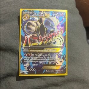 Pokemon Mega Mewtwo EX Card - Yellow and Blue